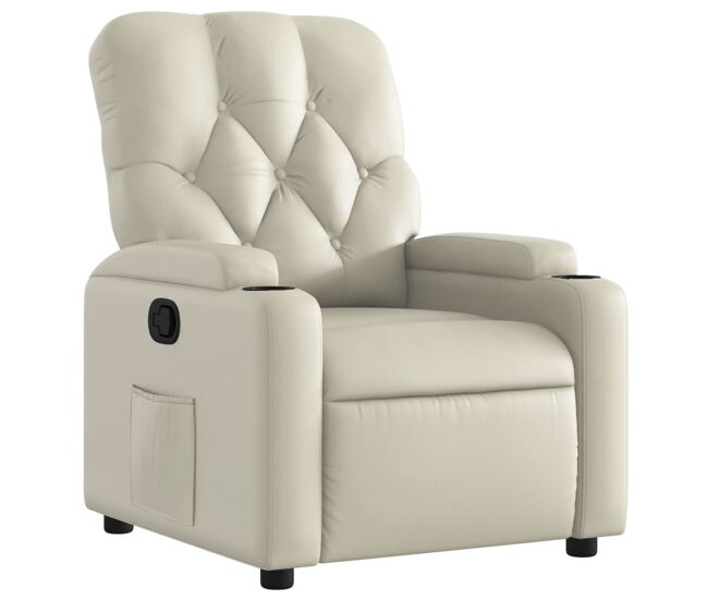 Vidaxl sillón reclinable de cuero sintético crema