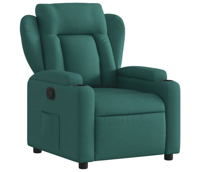 Vidaxl sillón reclinable de tela verde oscuro