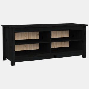 vidaXL Banco sapateira 110x38x45,5 cm pinho maciço preto