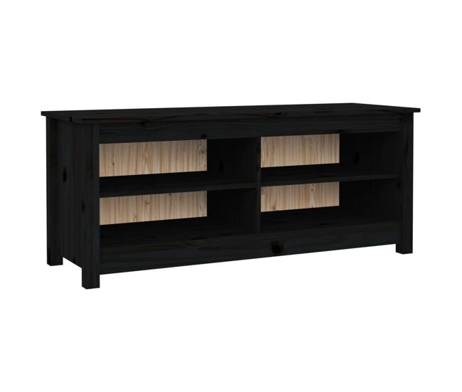 Vidaxl banco zapatero madera maciza de pino negro 110x38x45,5 cm