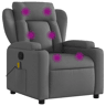 vidaXL Poltrona de massagens reclinável tecido cinzento-escuro