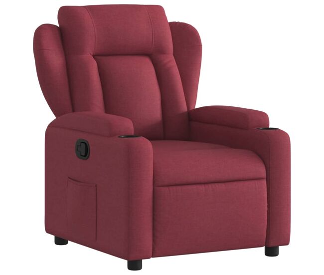 Vidaxl sillón reclinable de tela rojo tinto