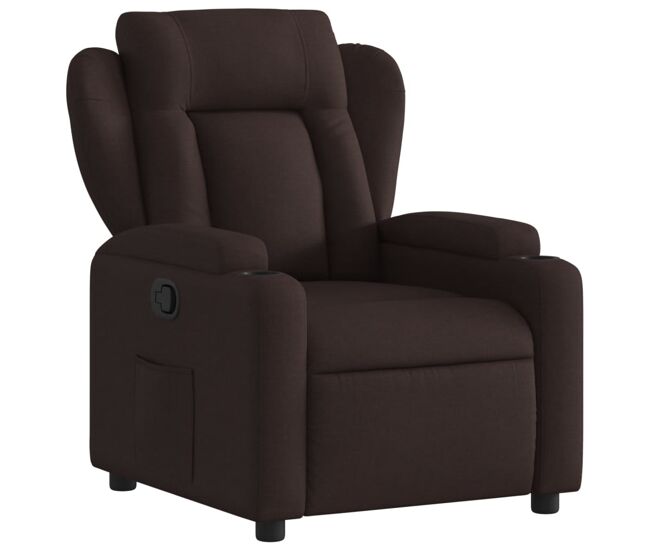 Vidaxl sillón reclinable de tela marrón oscuro