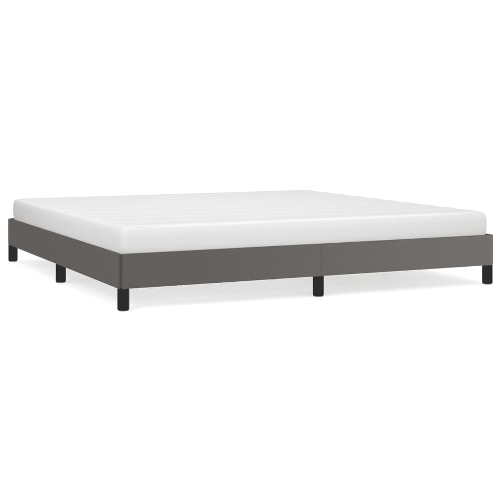 Estructura de cama de cuero sintético gris 200x200 cm
