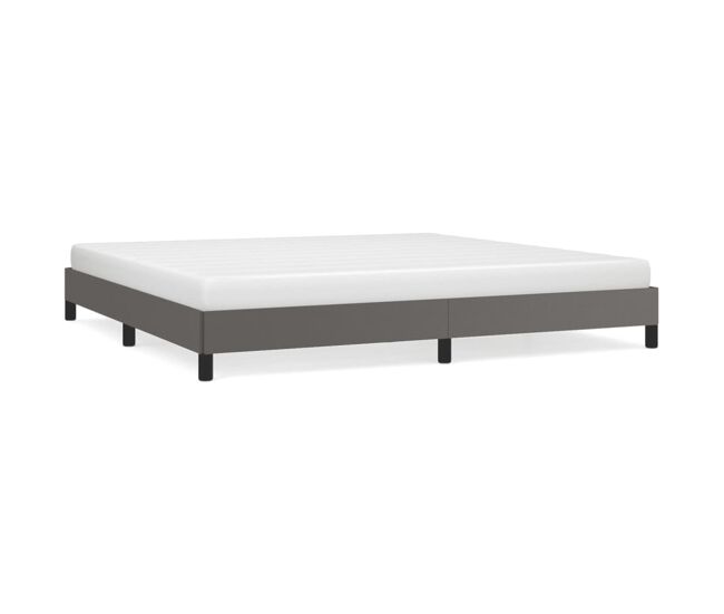 Estructura de cama de cuero sintético gris 200x200 cm