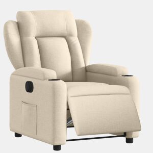 vidaXL Poltrona reclinável elétrica tecido cor creme