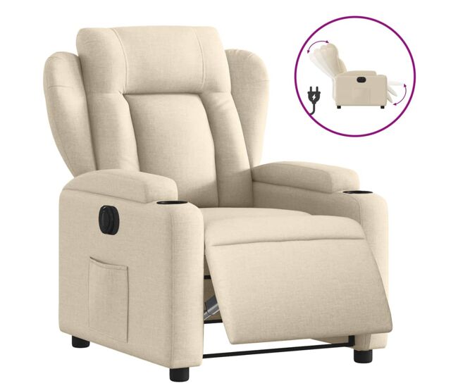 Vidaxl sillón reclinable eléctrico de tela crema