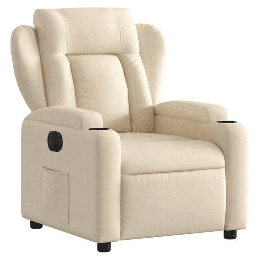 vidaXL Poltrona reclinável elétrica tecido cor creme