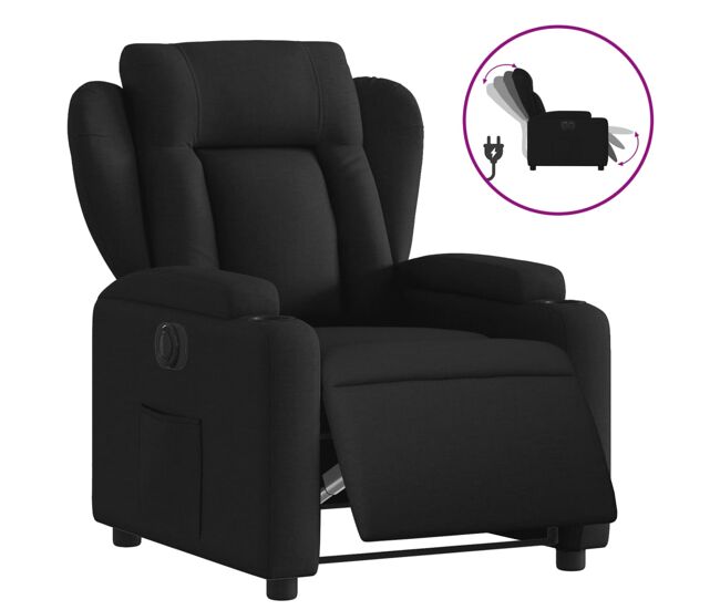 Vidaxl sillón reclinable eléctrico de tela negro