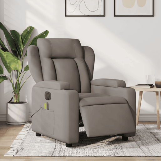 vidaXL Poltrona reclinável massagens elétrica tecido cinza-acastanhado vidaXL Poltrona reclinável massagens elétrica tecido cinza-acastanhado