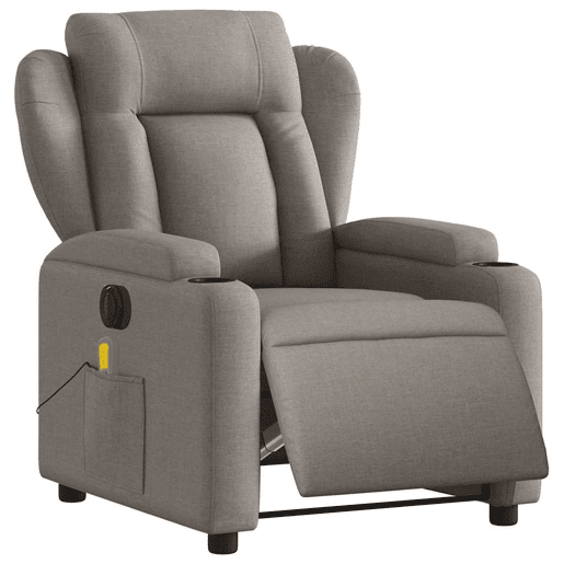 vidaXL Poltrona reclinável massagens elétrica tecido cinza-acastanhado vidaXL Poltrona reclinável massagens elétrica tecido cinza-acastanhado
