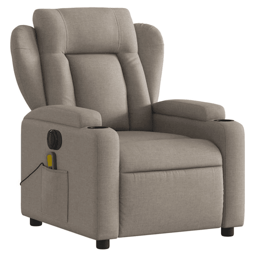 vidaXL Poltrona reclinável massagens elétrica tecido cinza-acastanhado vidaXL Poltrona reclinável massagens elétrica tecido cinza-acastanhado