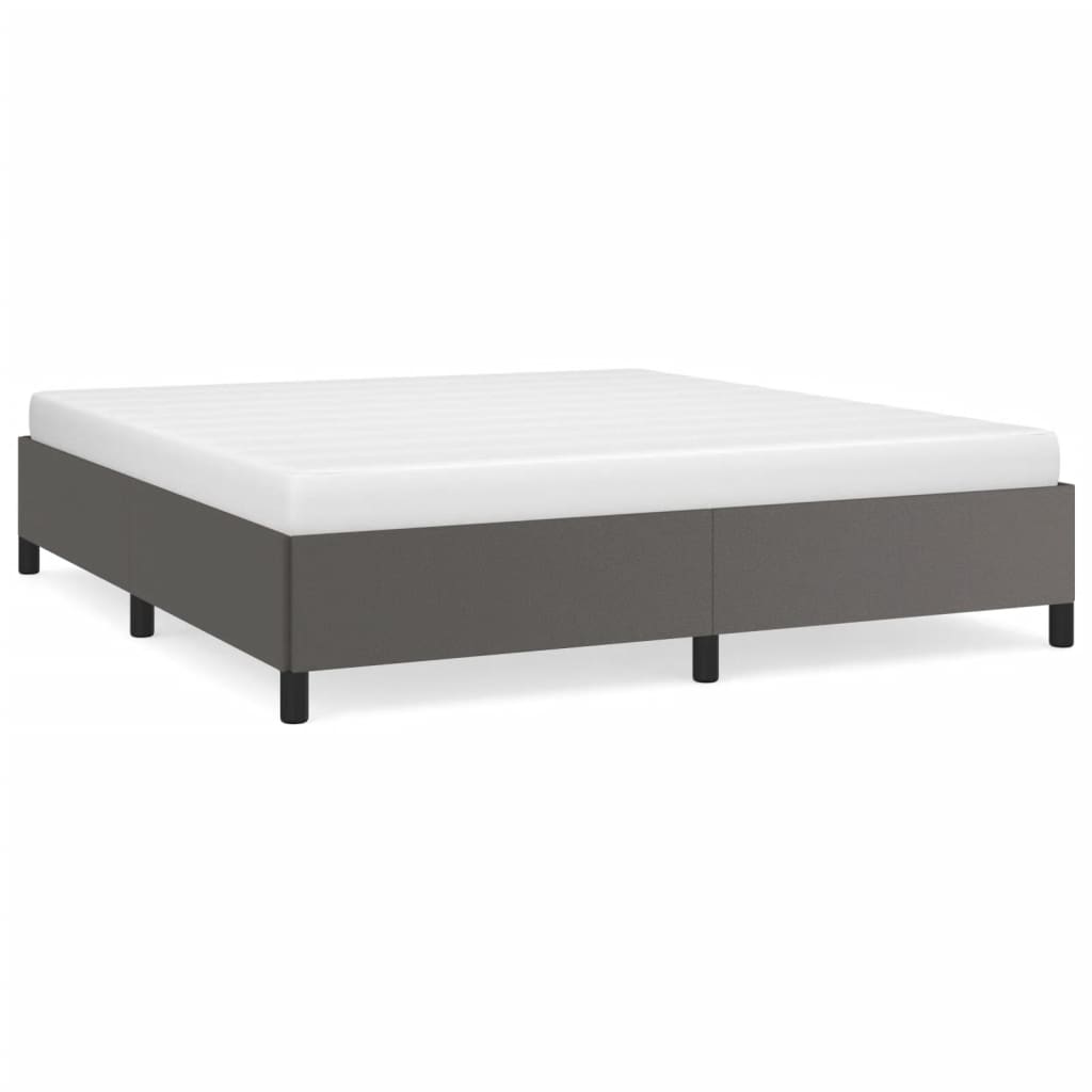 Estructura de cama de cuero sintético gris 160x200 cm