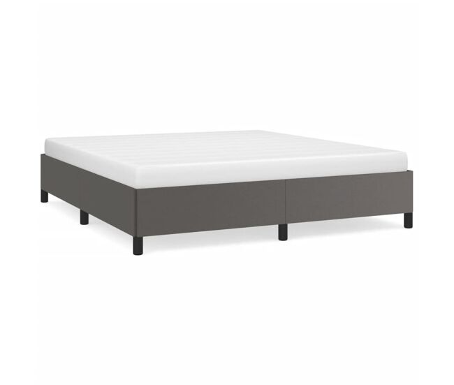 Estructura de cama de cuero sintético gris 160x200 cm