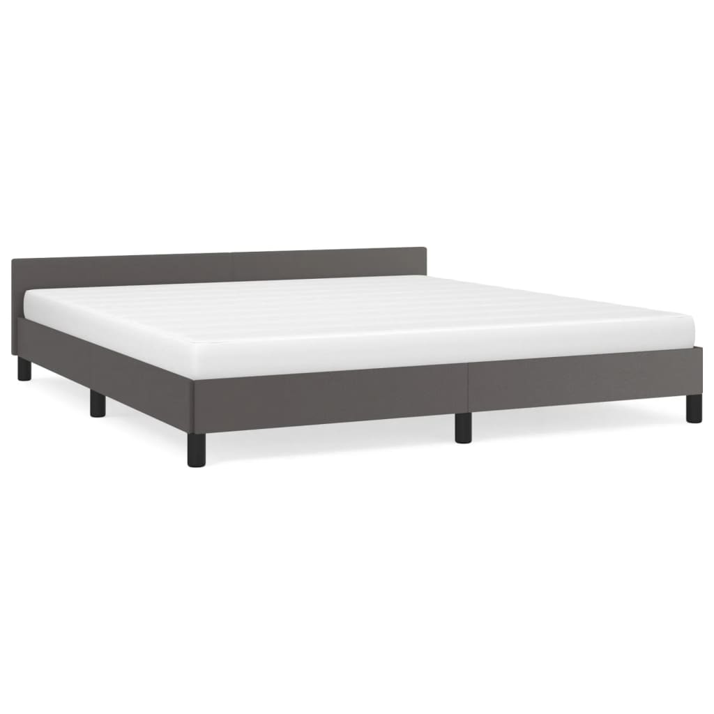 Estructura de cama con cabecero cuero sintético gris 160x200cm