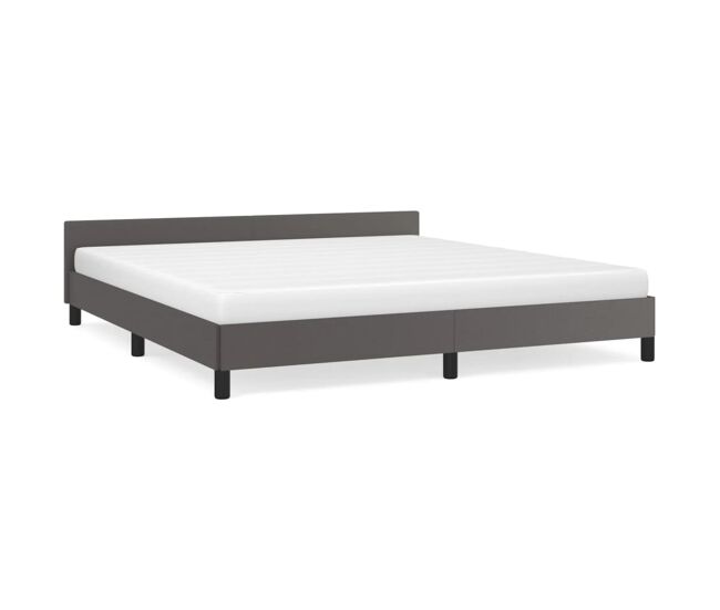 Estructura de cama con cabecero cuero sintético gris 160x200cm