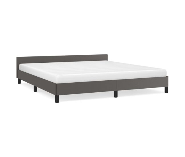 Estructura de cama con cabecero cuero sintético gris 180x200cm