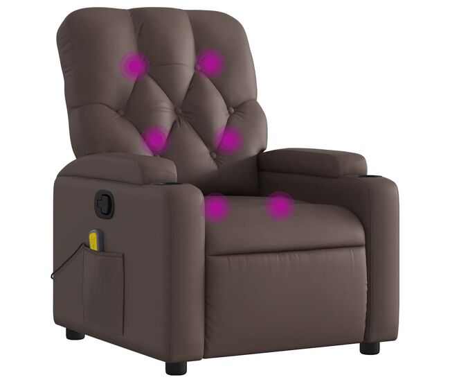 Vidaxl sillón de masaje reclinable cuero sintético marrón