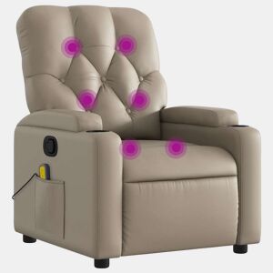 vidaXL Poltrona de massagens reclinável couro artificial cappuccino