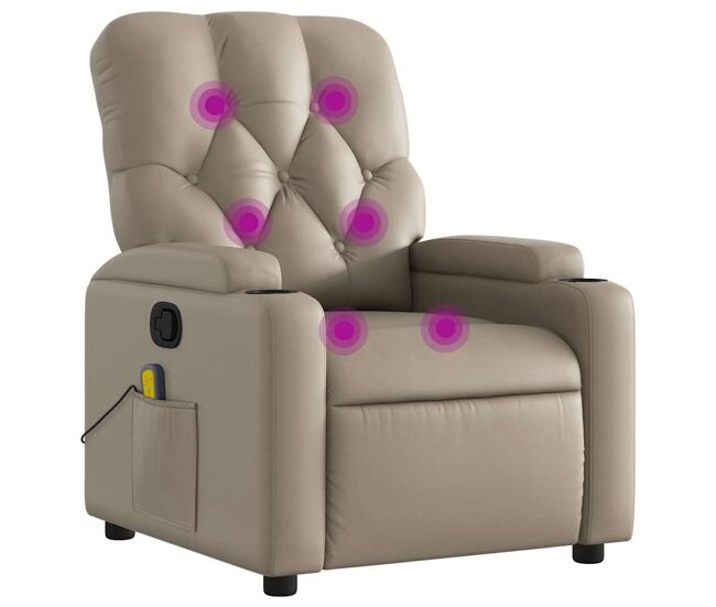 Vidaxl sillón de masaje reclinable cuero sintético color capuchino