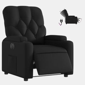 vidaXL Poltrona reclinável elétrica couro artificial preto
