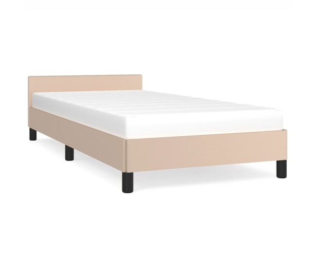 Estructura de cama cabecero cuero sintético capuchino 100x200cm