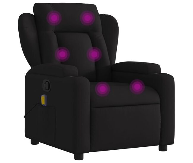 Vidaxl sillón reclinable de masaje de tela negro