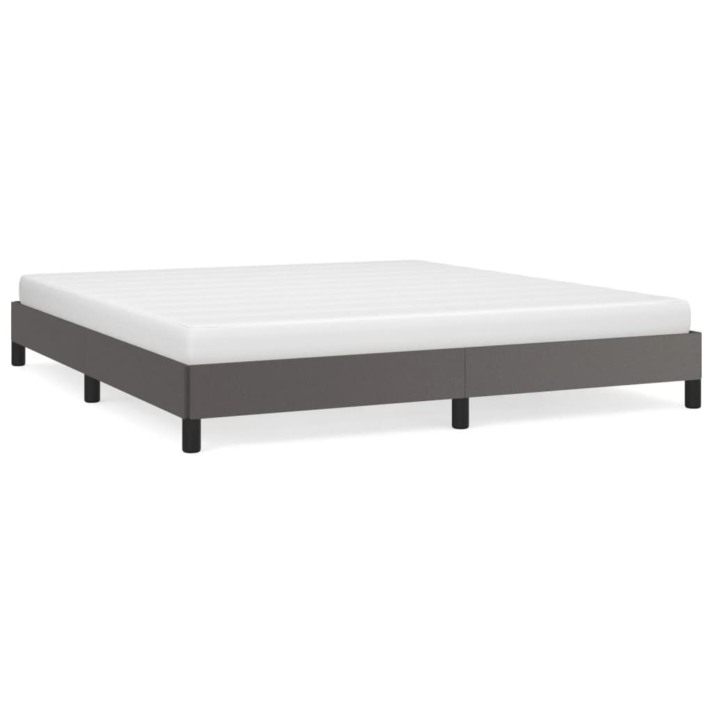 Estructura de cama de cuero sintético gris 200x200 cm