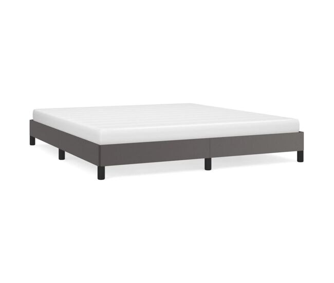 Estructura de cama de cuero sintético gris 200x200 cm