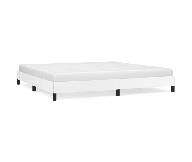Estructura de cama de cuero sintético blanco 200x200 cm