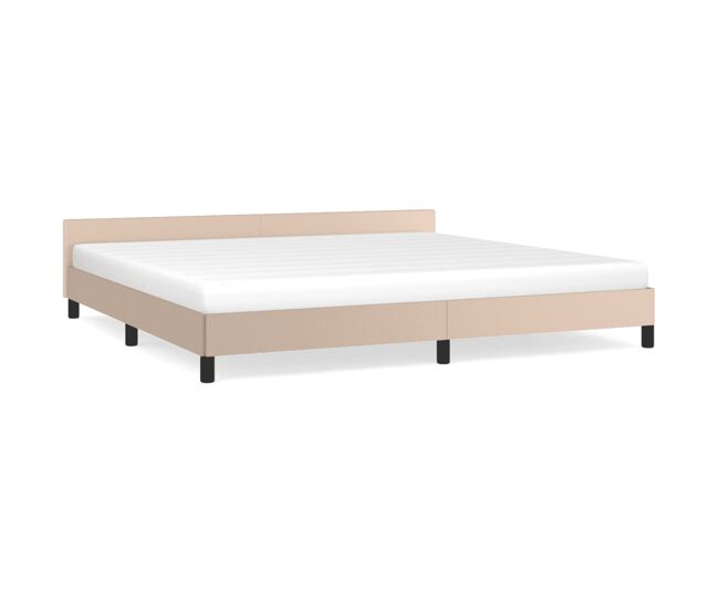 Estructura de cama cabecero cuero sintético capuchino 200x200cm