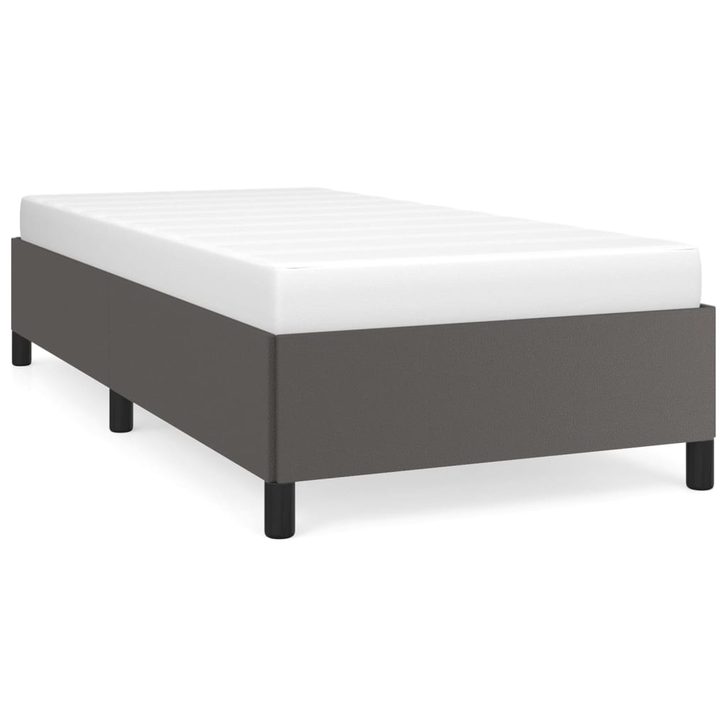 Estructura de cama de cuero sintético gris 100x200 cm