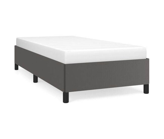 Estructura de cama de cuero sintético gris 100x200 cm