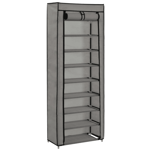 vidaXL Sapateira com cobertura 57x29x162 cm tecido cinzento
