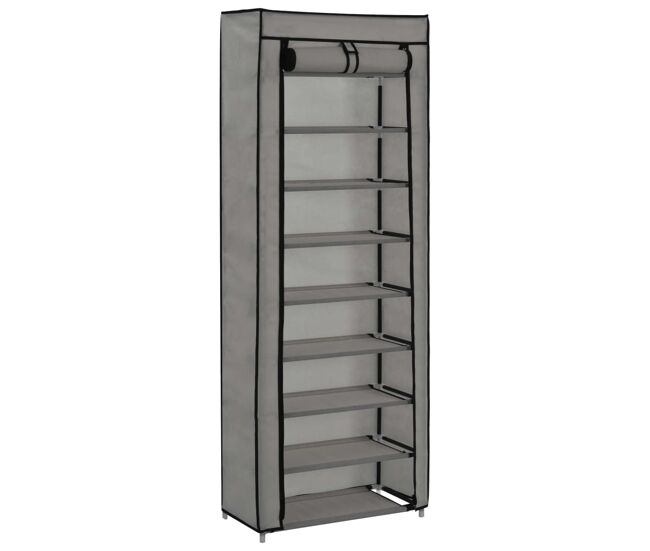 Vidaxl mueble zapatero de tela con funda gris 57x29x162 cm