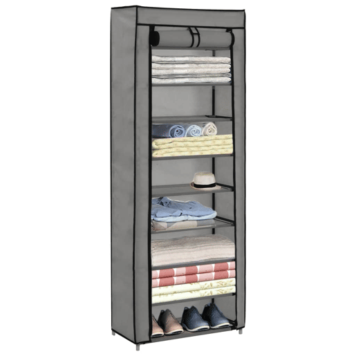 vidaXL Sapateira com cobertura 57x29x162 cm tecido cinzento