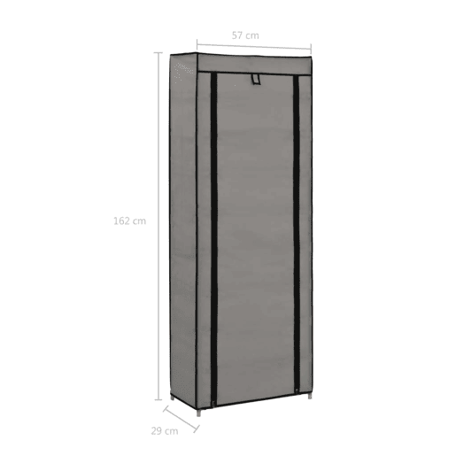 vidaXL Sapateira com cobertura 57x29x162 cm tecido cinzento