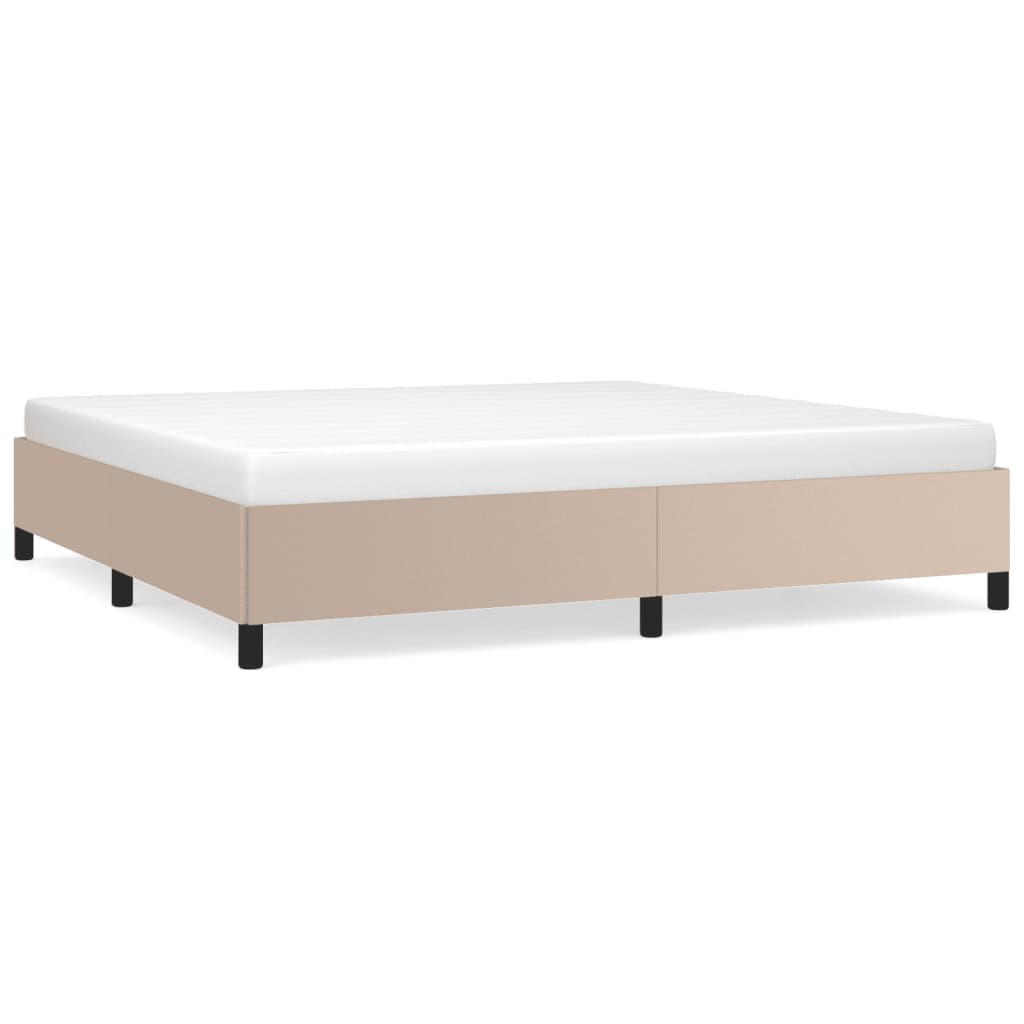 Estructura de cama de cuero sintético capuchino 200x200 cm