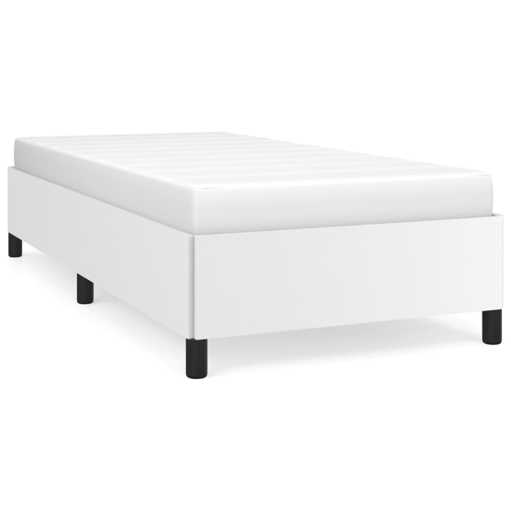 estructura de cama de cuero sintetico blanco 90x200 cm