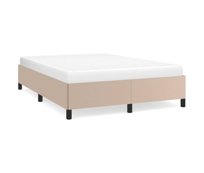Estructura de cama cuero sintético color capuchino 140x190 cm