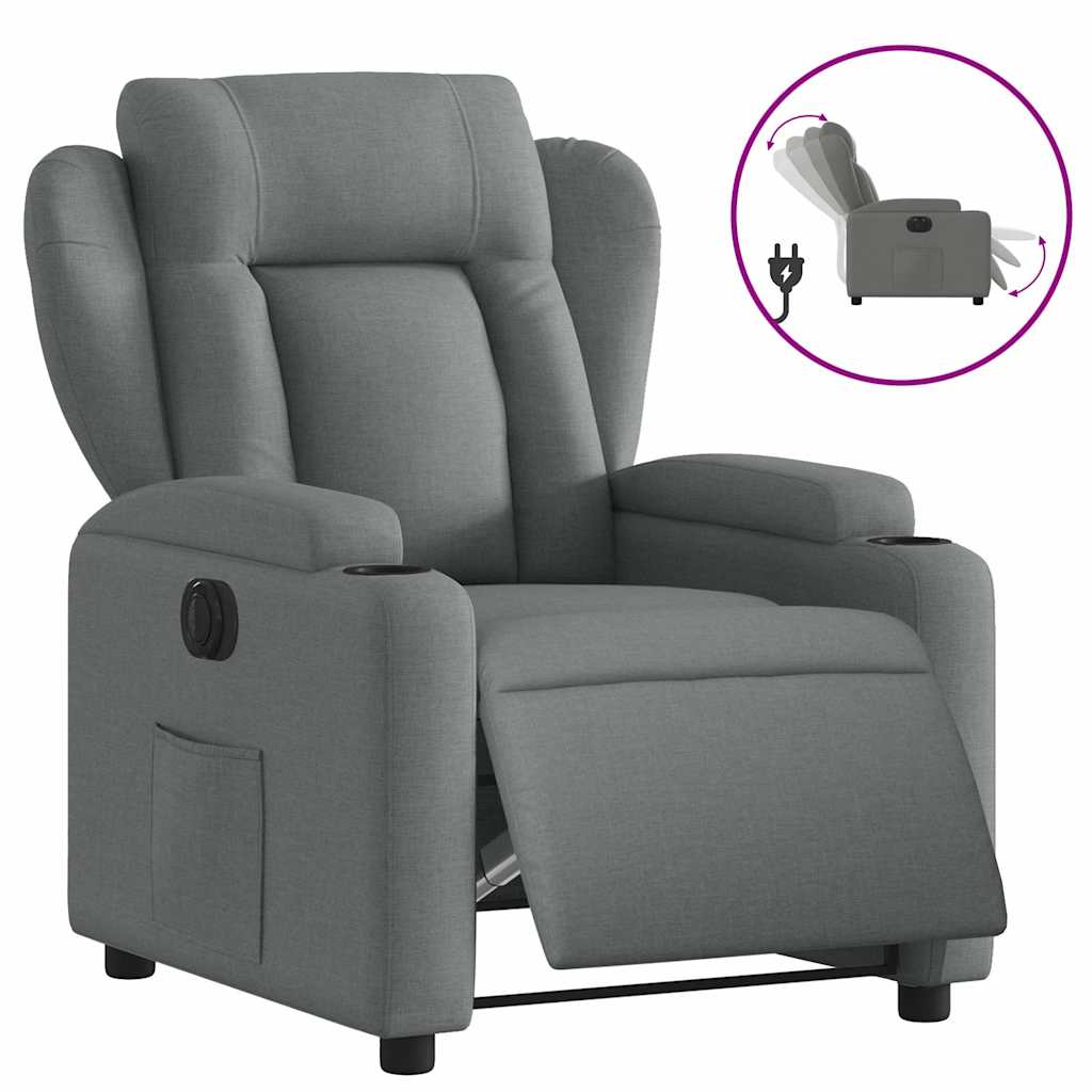 Vidaxl sillón reclinable eléctrico de tela gris oscuro