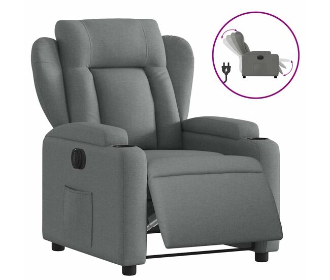 Vidaxl sillón reclinable eléctrico de tela gris oscuro