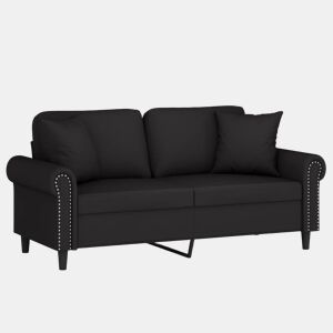 vidaXL Sofá 2 lugares c almofadas decorativas 140 cm veludo preto