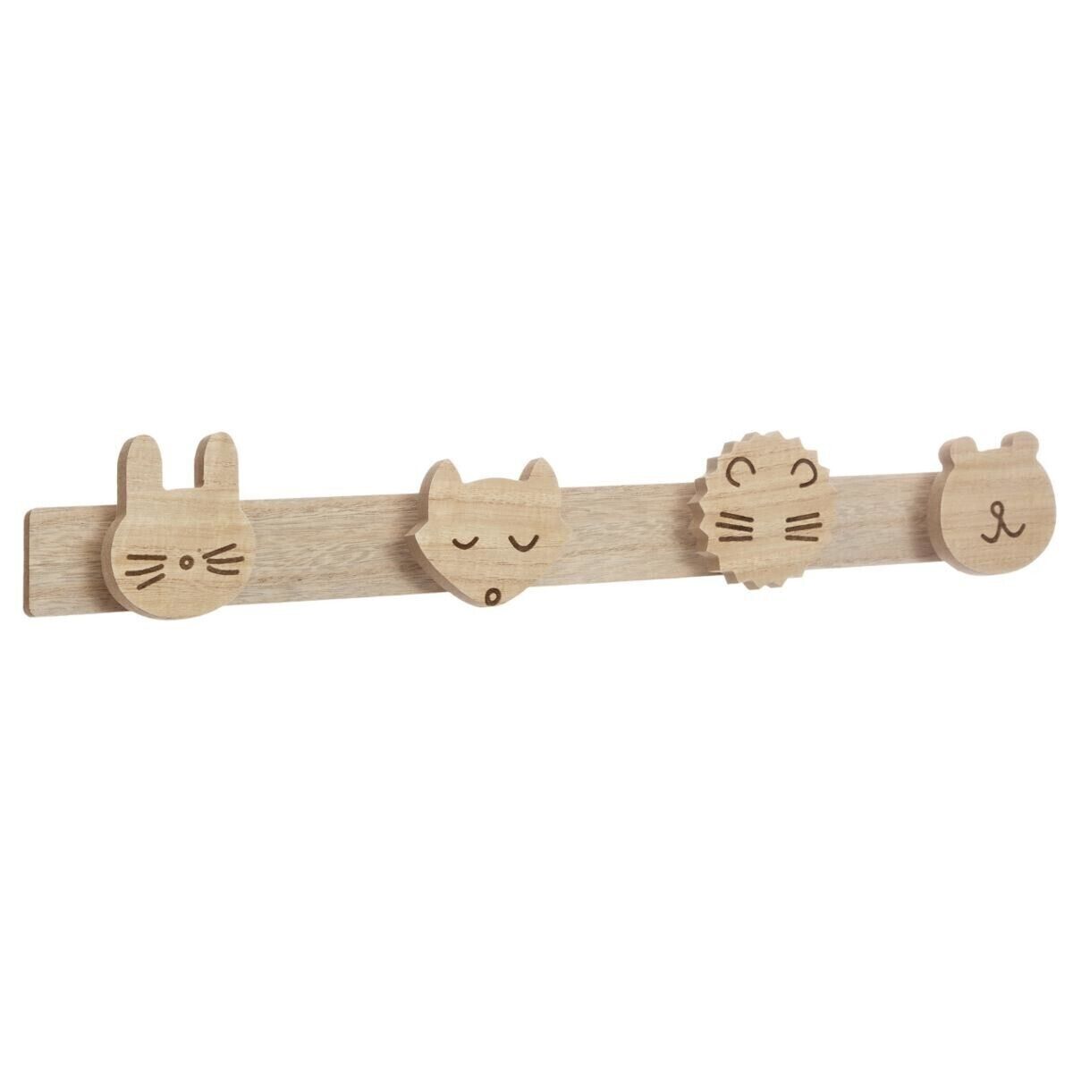 Well home perchero infantil "wild" en madera 5 ganchos 55x5x8 cm