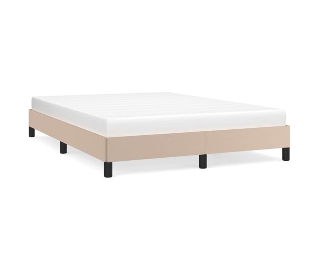 Estructura de cama cuero sintético color capuchino 140x190 cm