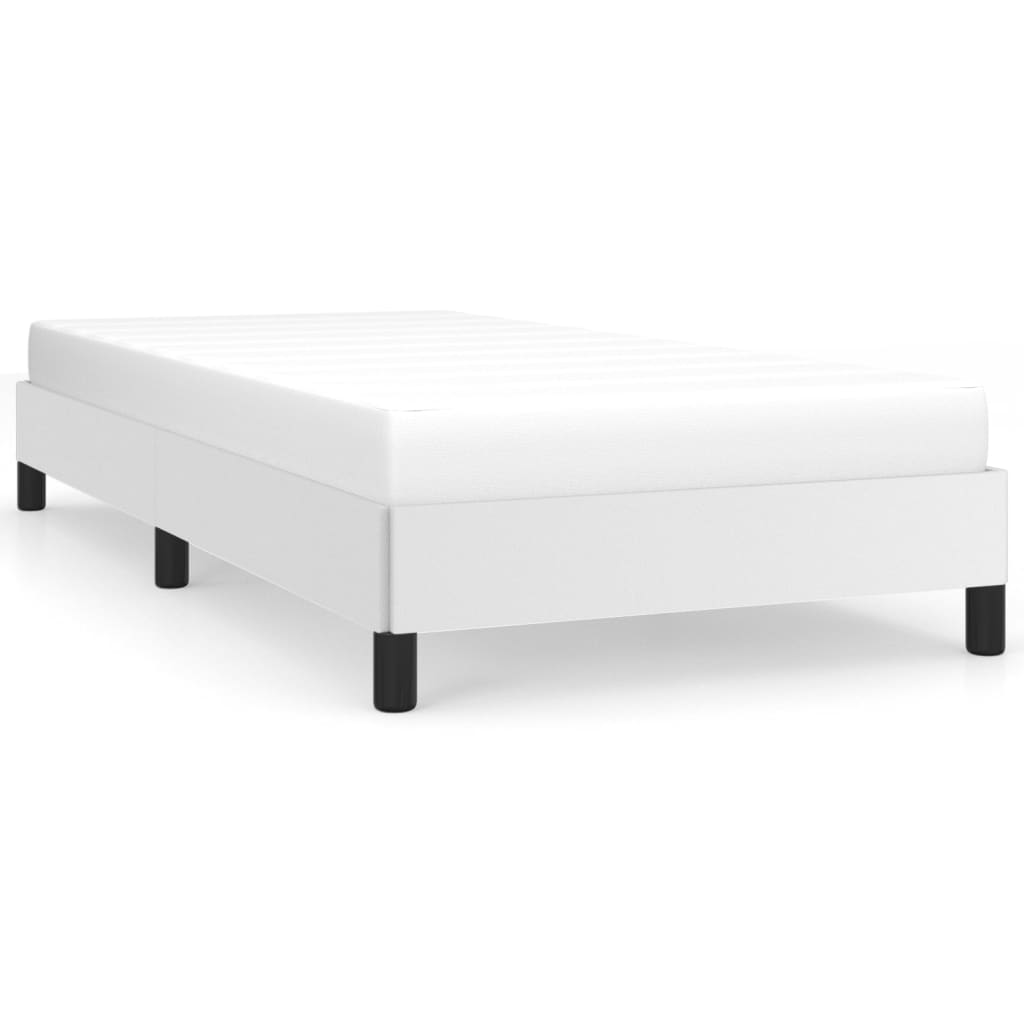 Estructura de cama de cuero sintético blanco 90x200 cm