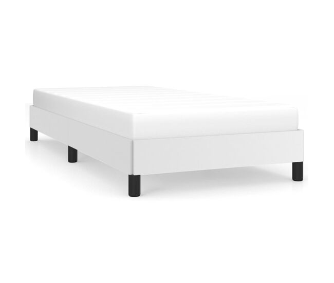 Estructura de cama de cuero sintético blanco 90x200 cm