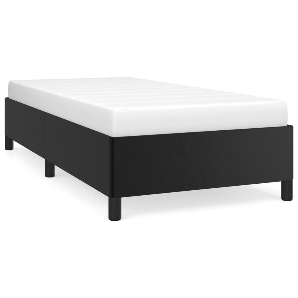 estructura de cama de cuero sintetico negro 90x200 cm