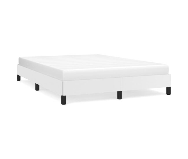 Estructura de cama de cuero sintético blanco 140x190 cm
