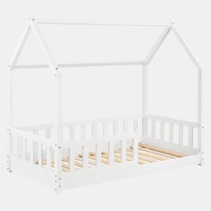 Cama infantil Bosco Cabin branca em forma de casa 90x190 cm feita de melamina